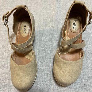 BOC Born Concept Wedge Beige Sandals, size 8M
